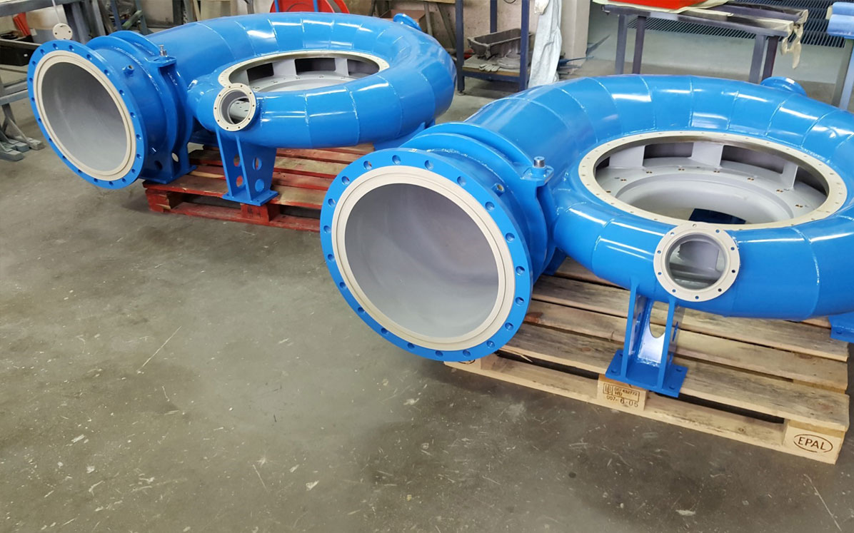 francis-turbine-vertical-spiral-assembly